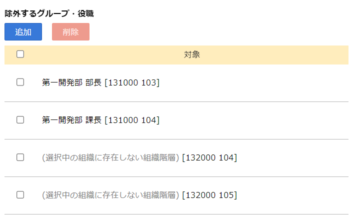 除外するグループ・役職