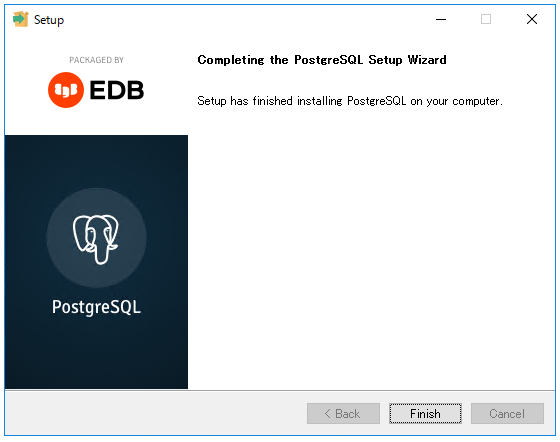 Completing the PostgreSQL Setup Wizard